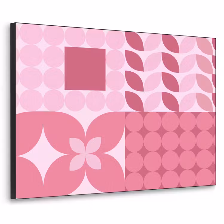 Abstract - Geometrisch - Patroon - Modern - Roze Textielframe zwart klein -3d