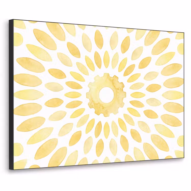 Abstract - Geometrisch - Stralend - Geel Textielframe zwart klein -3d