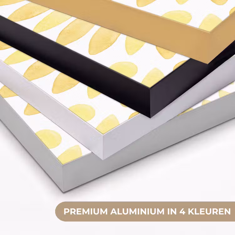 Abstract - Geometrisch - Stralend - Geel Textielframe zwart klein -USP_kleurenNL
