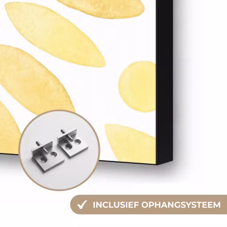 Abstract - Geometrisch - Stralend - Geel Textielframe zwart klein -USP_ophangsysteemNL