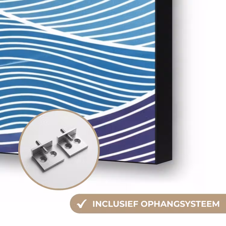 Abstract - Golven - Patroon - Blauw - Modern Textielframe zwart klein -USP_ophangsysteemNL