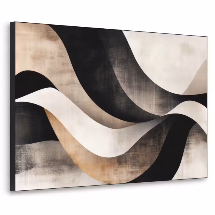 Abstract - Golven - Zwart - Verweerd Textielframe - compleet frame klein -3d