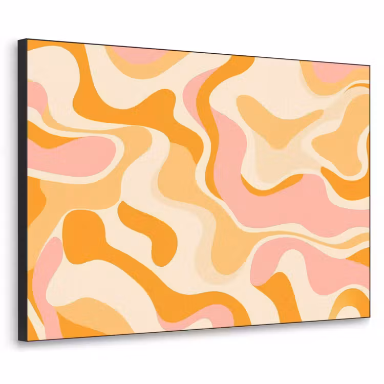 Abstract - Golvend - Oranje Textielframe - compleet frame klein -3d