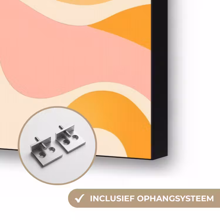 Abstract - Golvend - Oranje Textielframe zwart klein -USP_ophangsysteemNL