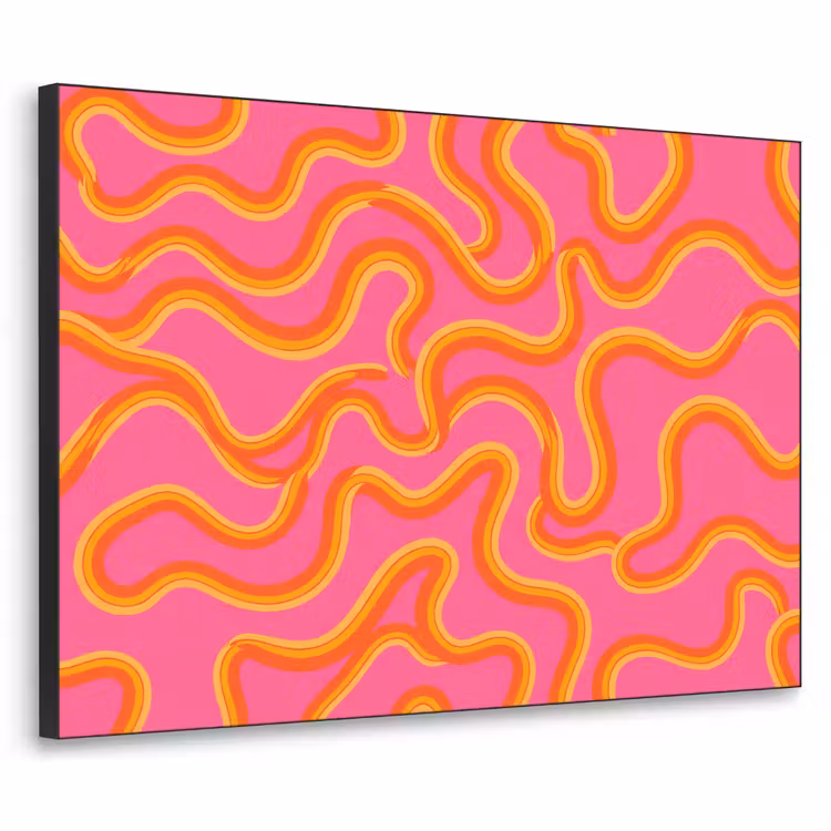 Abstract - Golvende lijnen - Modern - Kleurrijk Textielframe zwart klein -3d