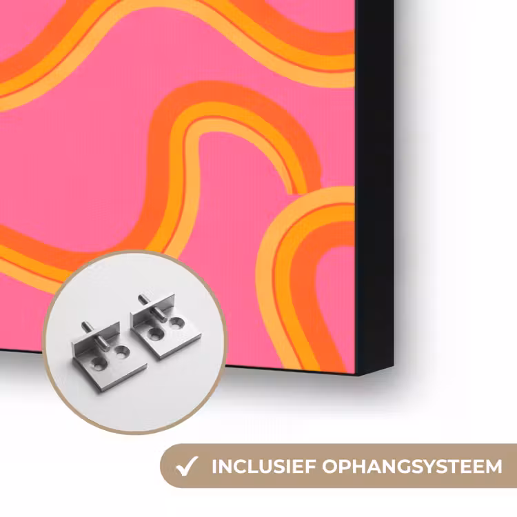 Abstract - Golvende lijnen - Modern - Kleurrijk Textielframe zwart klein -USP_ophangsysteemNL