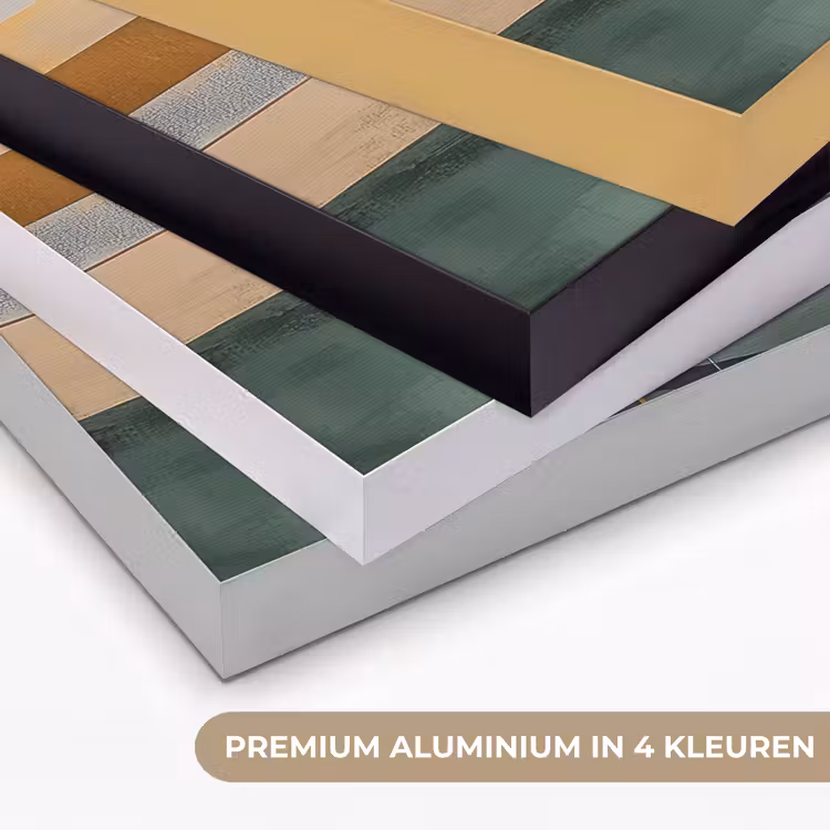 Abstract - Goud - Brons - Groen - Vormen - Modern Textielframe zwart klein -USP_kleurenNL