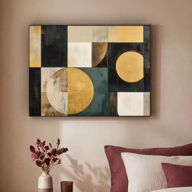 Abstract - Goud - Brons - Vormen - Geometrisch Textielframe - compleet frame klein -sfeer1