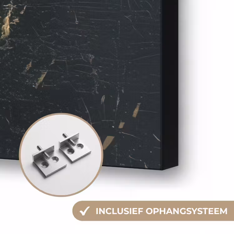Abstract - Goud - Gezicht - Lippen Textielframe zwart klein -USP_ophangsysteemNL