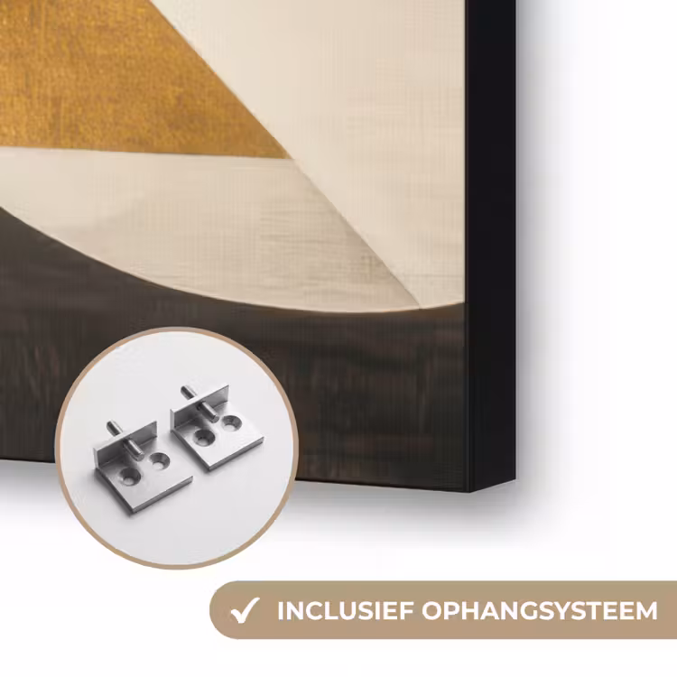 Abstract - Goud - Grijs - Vormen - Geometrisch Textielframe zwart klein -USP_ophangsysteemNL