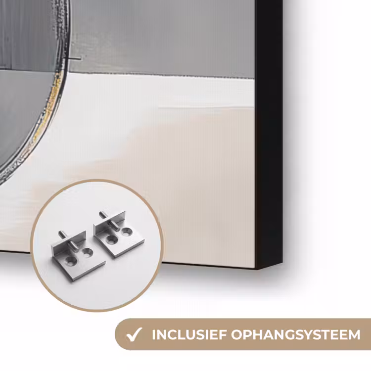 Abstract - Goud - Zilver - Vormen - Aesthetic - Modern Textielframe zwart klein -USP_ophangsysteemNL