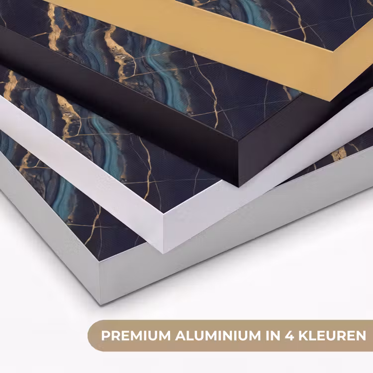Abstract - Gouden lijnen - Kunst - Modern - Zwart Textielframe zwart klein -USP_kleurenNL