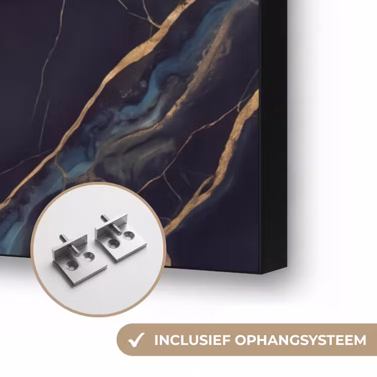 Abstract - Gouden lijnen - Kunst - Modern - Zwart Textielframe zwart klein -USP_ophangsysteemNL