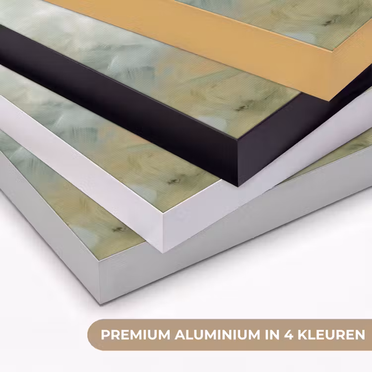 Abstract - Groen - Beige - Modern - Kunst Textielframe zwart klein -USP_kleurenNL