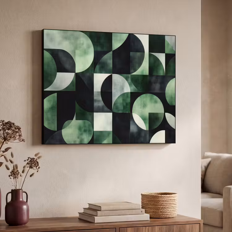 Abstract - Groen - Vormen Textielframe zwart klein -sfeer3