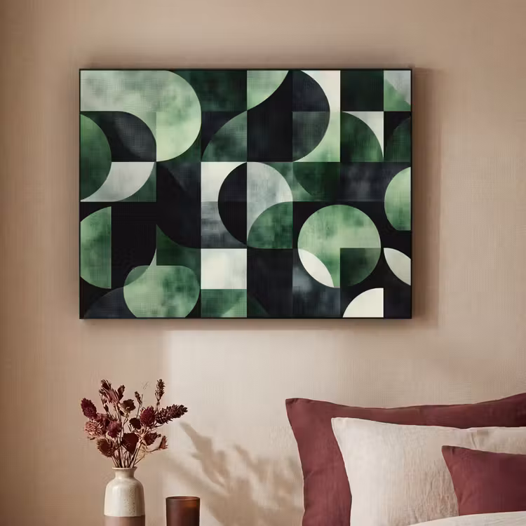 Abstract - Groen - Vormen Textielframe - compleet frame klein -sfeer1
