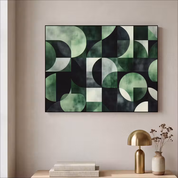 Abstract - Groen - Vormen Textielframe - compleet frame klein -sfeer2