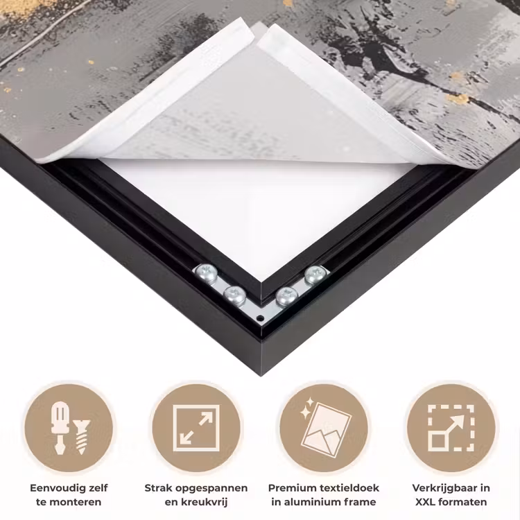 Abstract - Hert - Gewei - Goud Textielframe zwart klein -USP_feed_closeupNL
