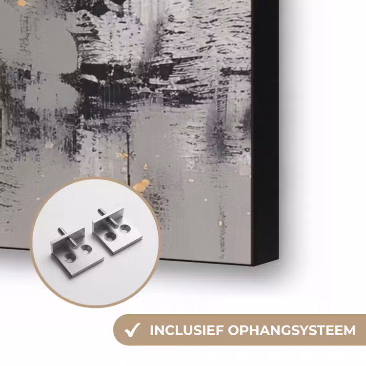 Abstract - Hert - Gewei - Goud Textielframe zwart klein -USP_ophangsysteemNL