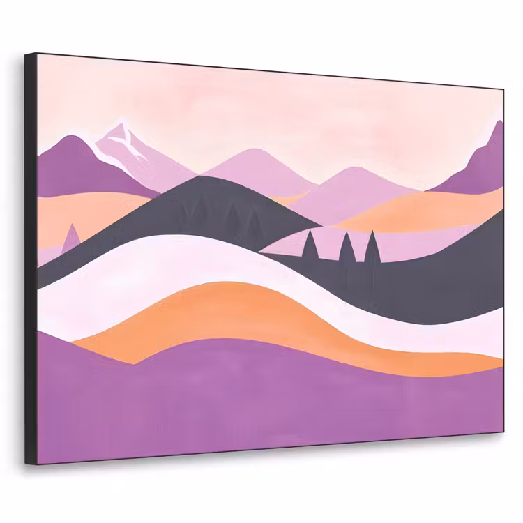 Abstract - Heuvels - Bomen - Groen Textielframe - compleet frame klein -3d