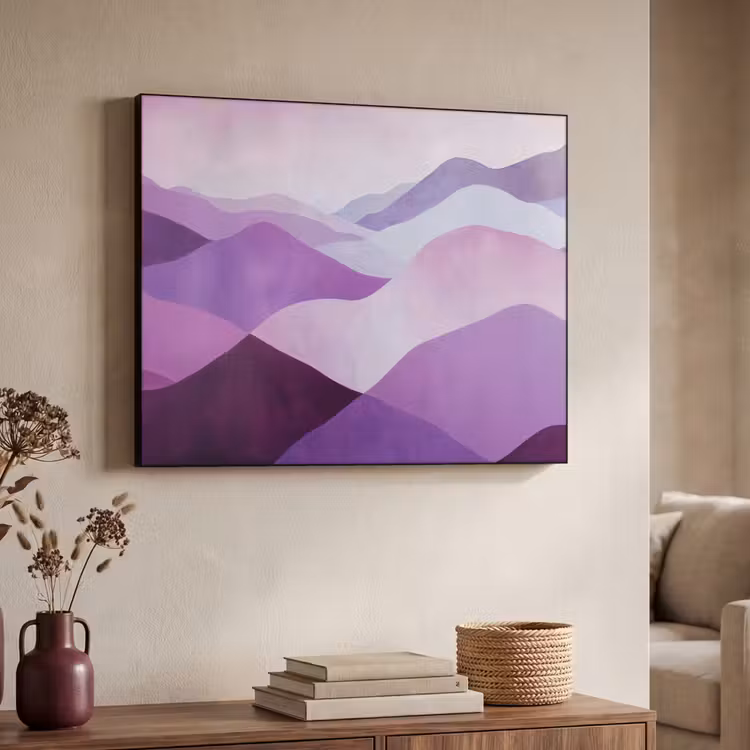 Abstract - Heuvels - Landschap - Paars Textielframe zwart klein -sfeer3