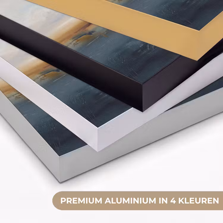 Abstract - Horizon - Water - Modern - Beige Textielframe zwart klein -USP_kleurenNL