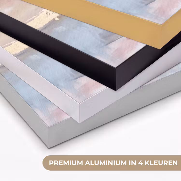 Abstract - Horizontaal - Kunst - Roze - Goud Textielframe zwart klein -USP_kleurenNL