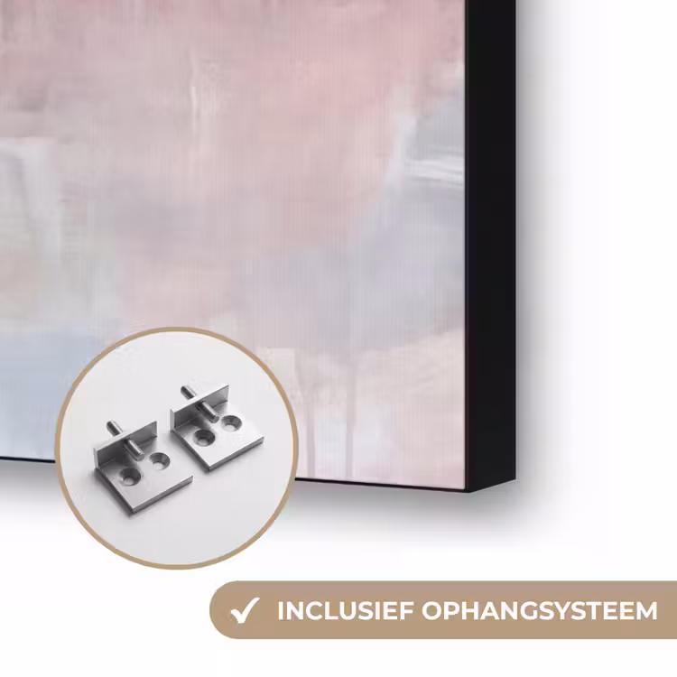 Abstract - Horizontaal - Kunst - Roze - Goud Textielframe zwart klein -USP_ophangsysteemNL