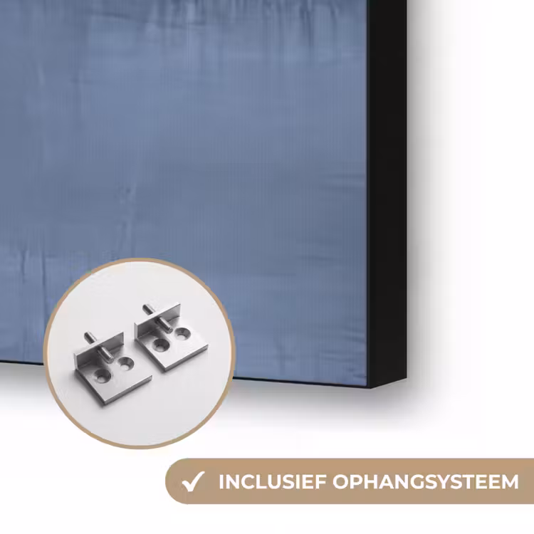 Abstract - Horizontale lijn - Minimalistisch - Donkerblauw - Kunst Textielframe zwart klein -USP_ophangsysteemNL