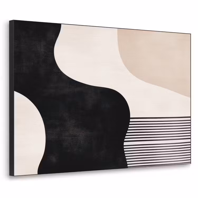 Abstract - Japandi - Beige - Modern Textielframe - compleet frame klein -3d