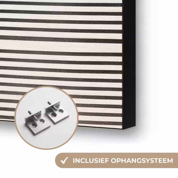 Abstract - Japandi - Beige - Modern Textielframe zwart klein -USP_ophangsysteemNL