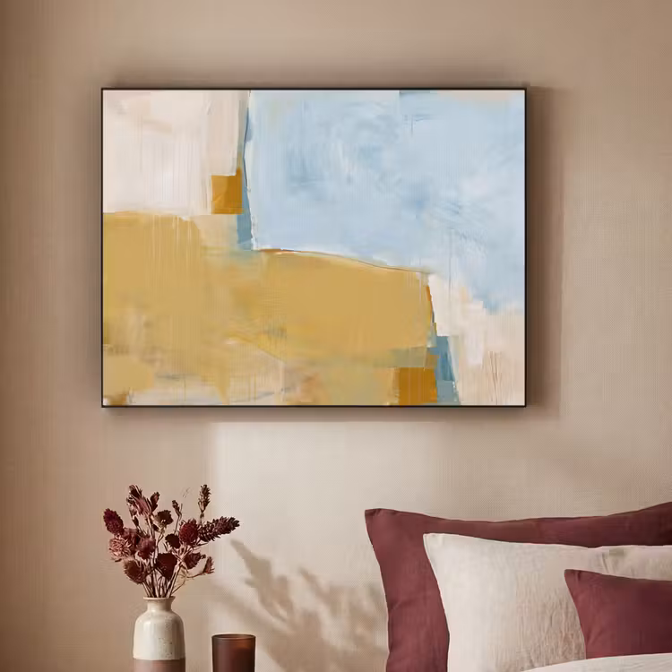 Abstract - Kleuren - Kunst - Modern - Blauw Textielframe zwart klein -sfeer1