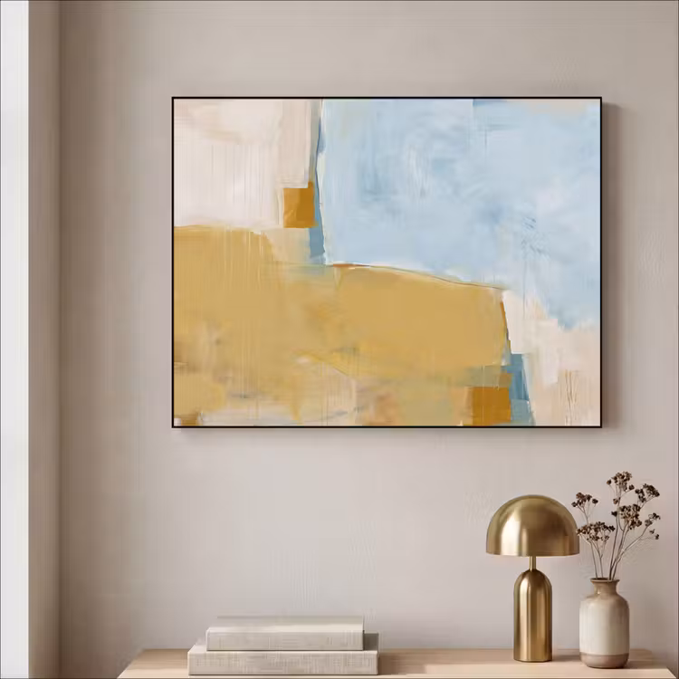 Abstract - Kleuren - Kunst - Modern - Blauw Textielframe zwart klein -sfeer2