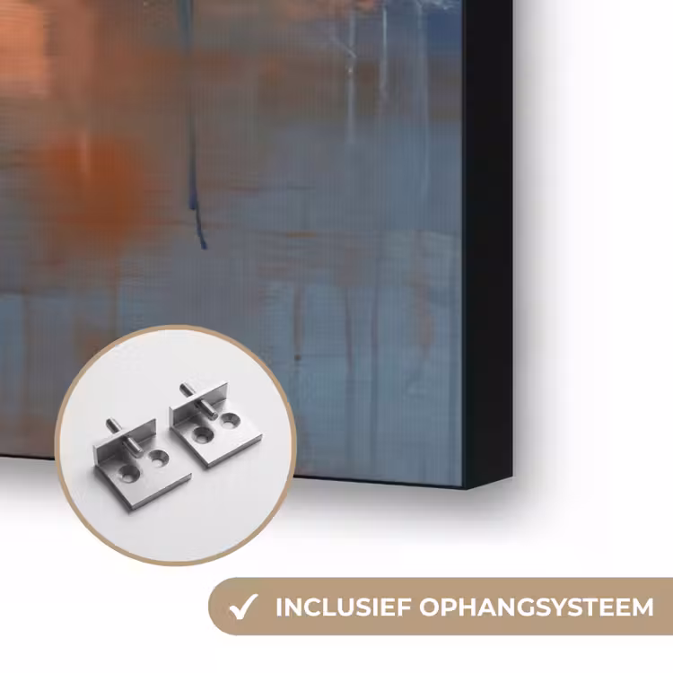 Abstract - Kleuren - Modern - Oranje - Grijs Textielframe zwart klein -USP_ophangsysteemNL