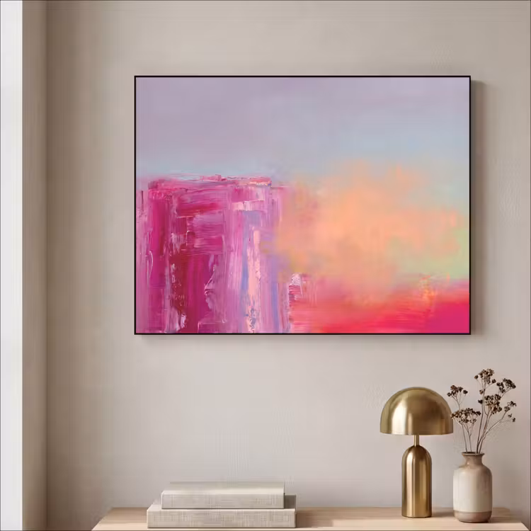 Abstract - Kleuren - Modern - Roze Textielframe zwart klein -sfeer2