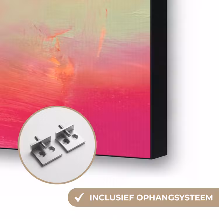 Abstract - Kleuren - Modern - Roze Textielframe zwart klein -USP_ophangsysteemNL
