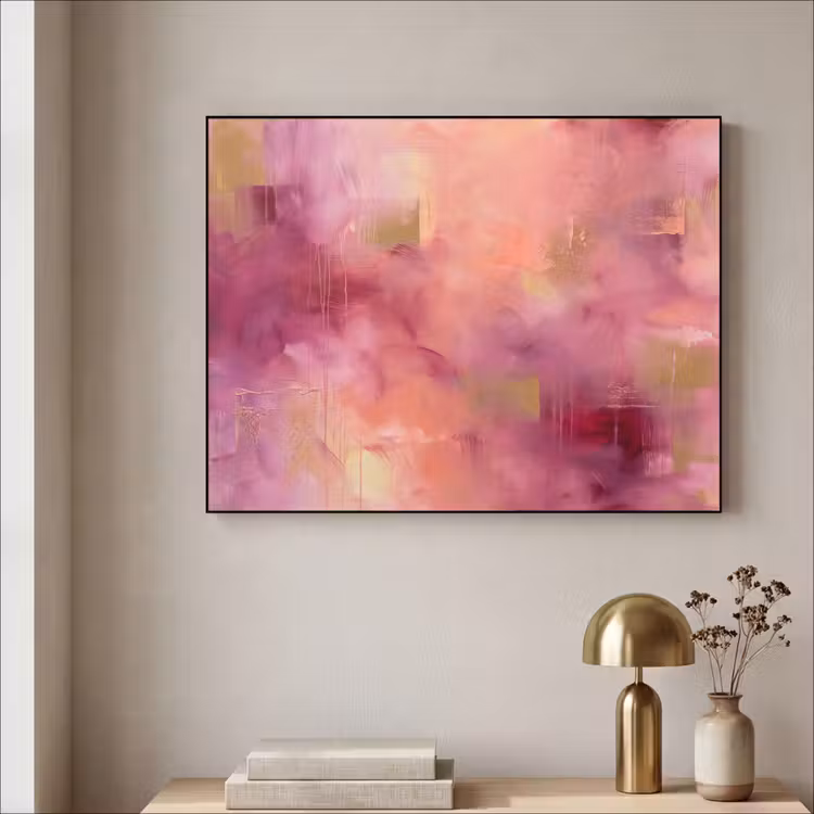 Abstract - Kleuren - Modern - Roze - Paars Textielframe zwart klein -sfeer2