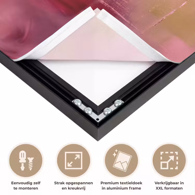 Abstract - Kleuren - Modern - Roze - Paars Textielframe zwart klein -USP_feed_closeupNL