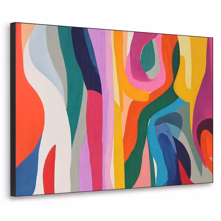 Abstract - Kleurrijk - Golven - Lijnen Textielframe - compleet frame klein -3d