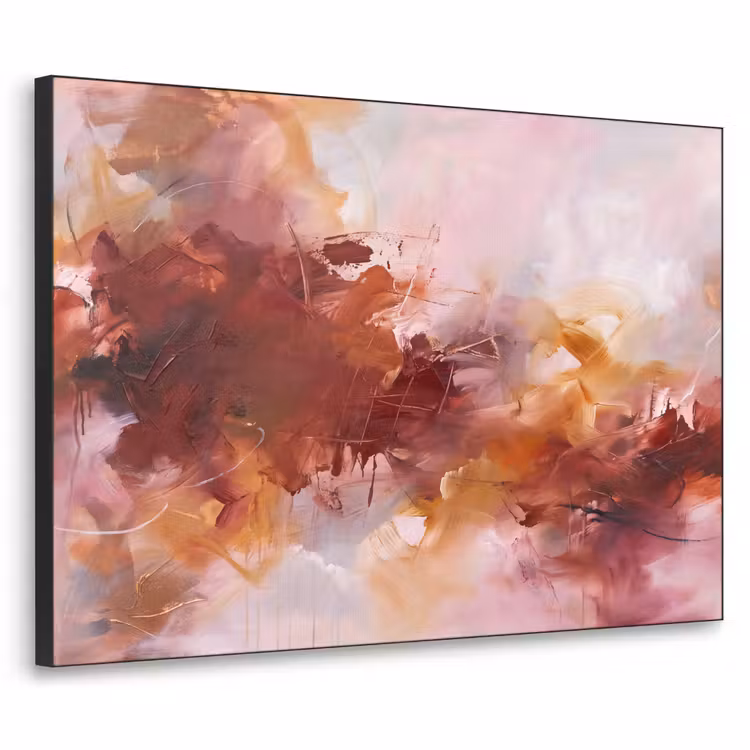 Abstract - Kleurrijk - Kunst - Modern - Roze-Rood Textielframe zwart klein -3d