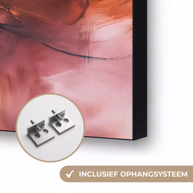 Abstract - Kleurrijk - Kunst - Modern - Roze-Rood Textielframe zwart klein -USP_ophangsysteemNL