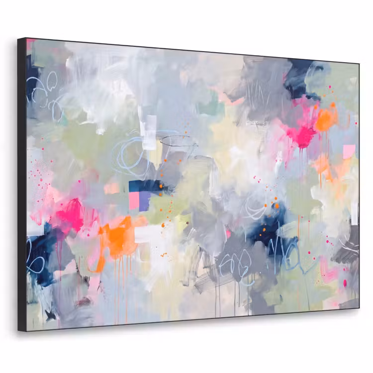 Abstract - Kleurrijk - Modern - Kunst Textielframe zwart klein -3d