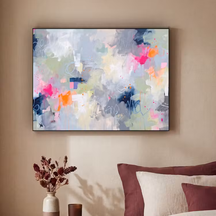Abstract - Kleurrijk - Modern - Kunst Textielframe zwart klein -sfeer1
