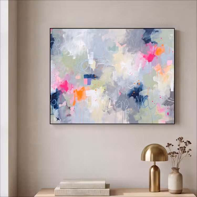 Abstract - Kleurrijk - Modern - Kunst Textielframe zwart klein -sfeer2