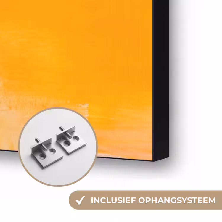 Abstract - Kleurrijk - Modern - Kunst - Oranje Textielframe zwart klein -USP_ophangsysteemNL