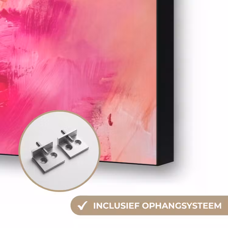 Abstract - Kleurrijk - Modern - Roze Textielframe zwart klein -USP_ophangsysteemNL