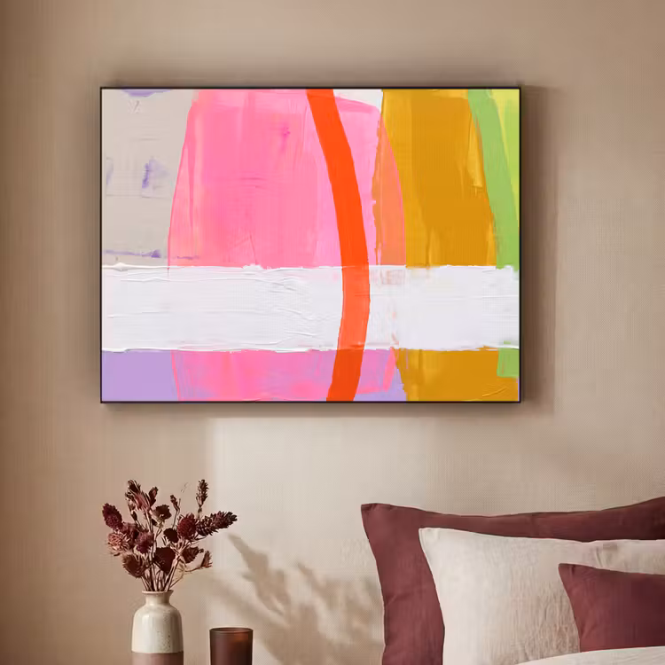 Abstract - Kleurrijk - Vormen - Modern - Kunst Textielframe zwart klein -sfeer1
