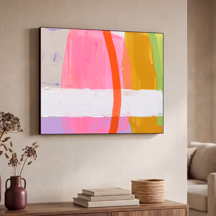Abstract - Kleurrijk - Vormen - Modern - Kunst Textielframe zwart klein -sfeer3