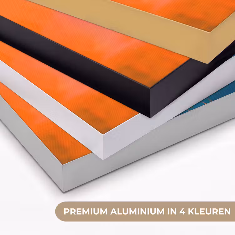 Abstract - Kleurvlakken - Modern - Oranje - Blauw Textielframe zwart klein -USP_kleurenNL
