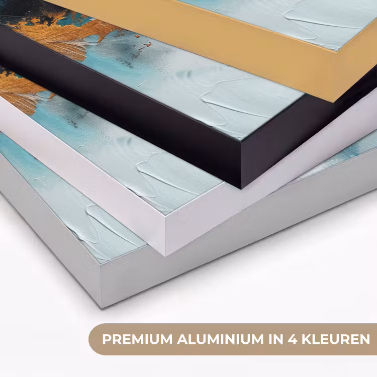 Abstract - Kunst - Gold - Blauw Textielframe zwart klein -USP_kleurenNL